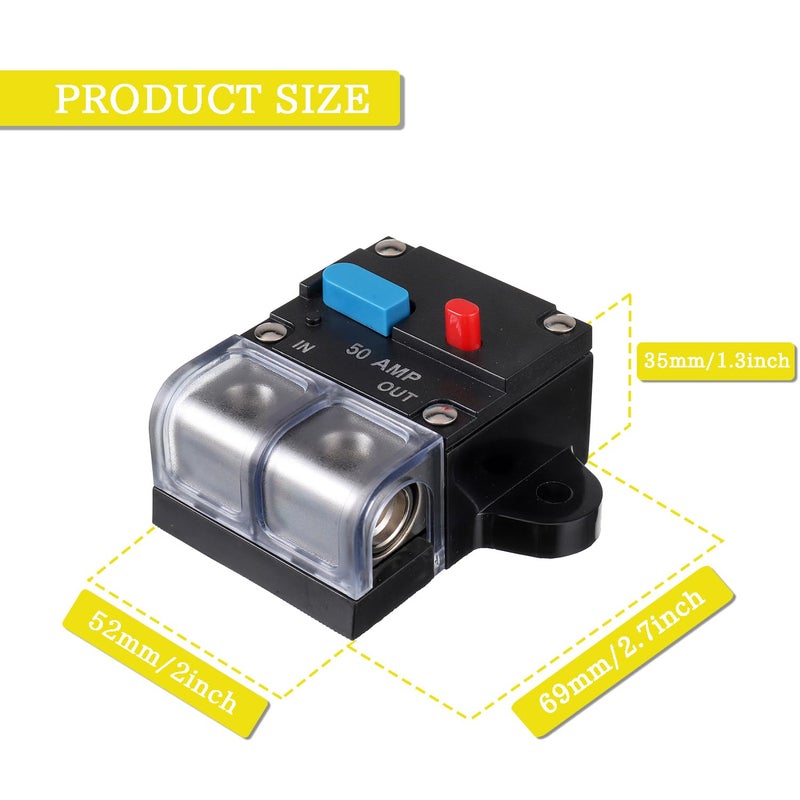 EPLZON 50A Resettable Circuit Breaker - 50 Amp Self Recovery for Car Audio & Amps Protection - Image 5